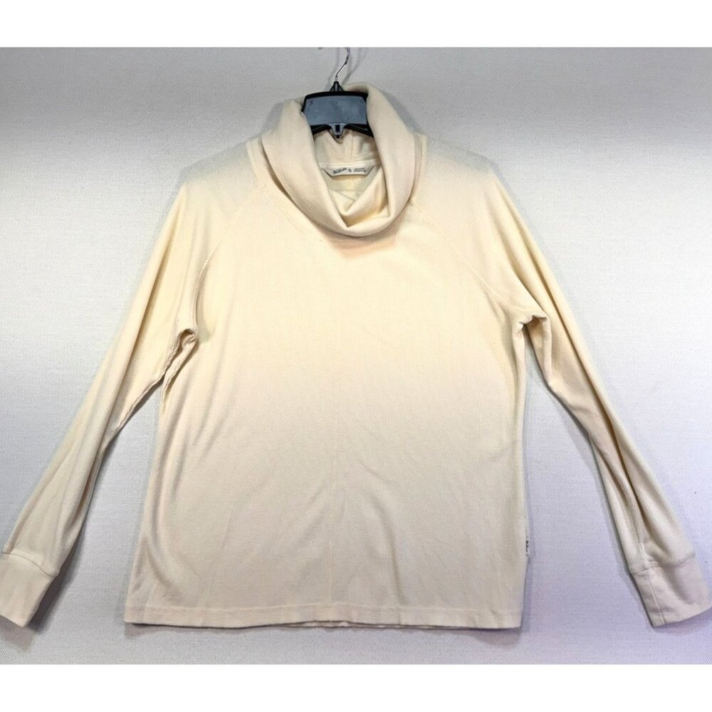 Woolrich Women's Waffle Knit Turtleneck Long Sleeve Pullover Sweater XL Cream St